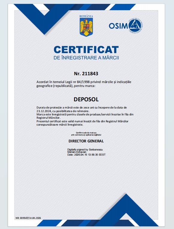 Brandul Deposol este Inregistrat la OSIM